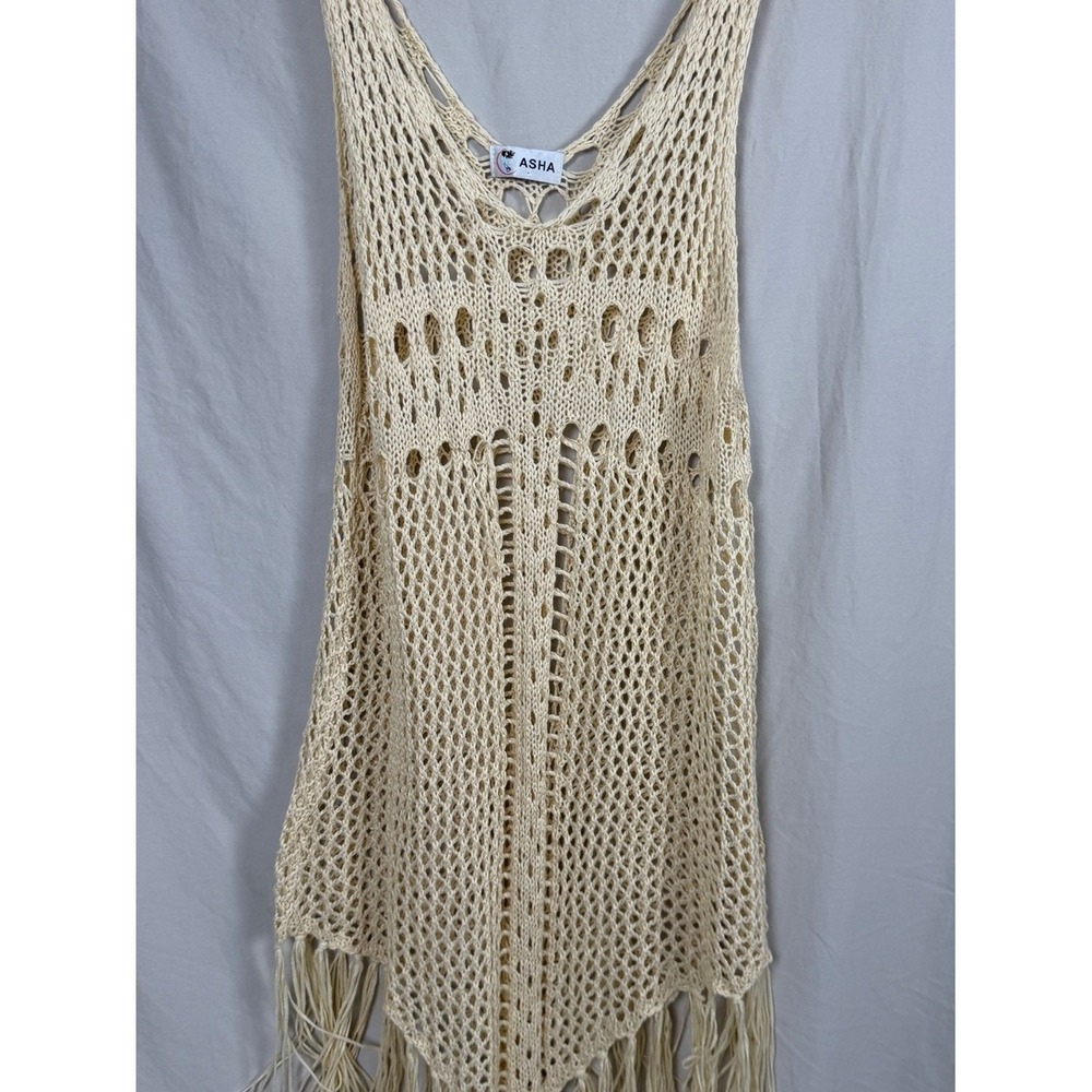ASHA Cream Crochet Fringe Swim Cover-Up